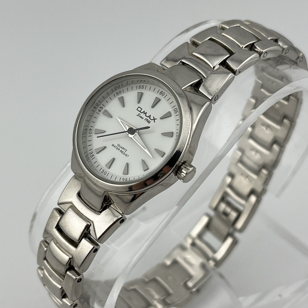 QMax Watch Women 24mm Silver Case 8" Band- New Battery - Picture 3 of 7